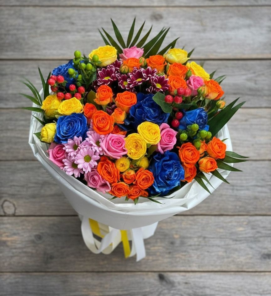 Букет цветов из: Розы и Хризантемы в Заветном