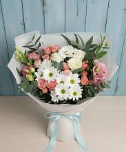 Букет цветов из:  Розы, Лизиантусы и Хризантемы #REPLACE_PRED# Заветном