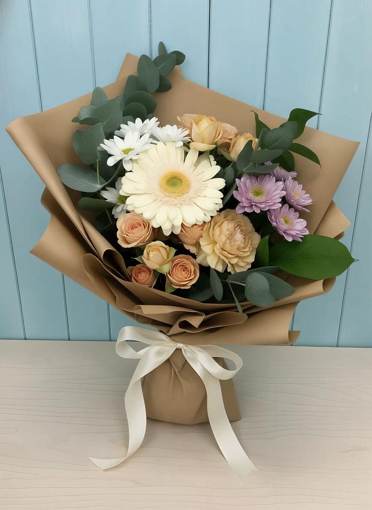 Букет цветов из: Герберы и Хризантемы в Заветном