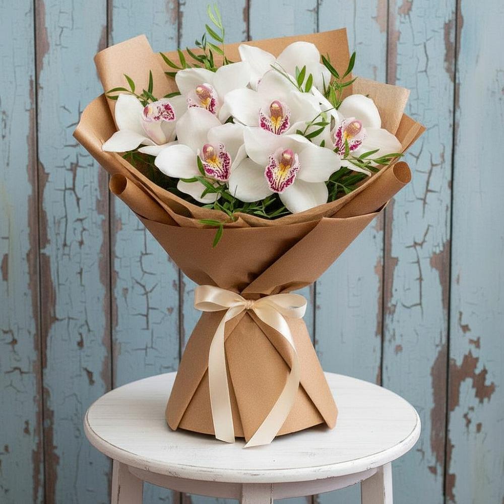 Букет цветов из: Орхидеи и Розы в Заветном