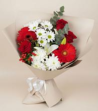 Букет цветов из:  Розы, Хризантемы, Герберы и Лилии #REPLACE_PRED# Заветном