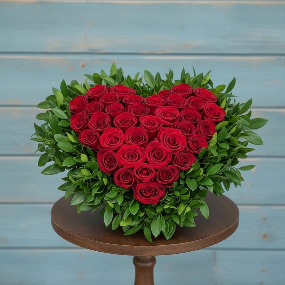 Цветочная композиция из Розы в виде сердца в Заветном