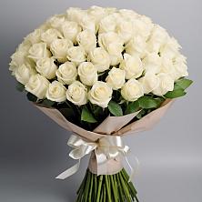 Букет 101 беля роза Белоснежка в Заветном