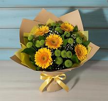 Букет цветов из:  Герберы и Хризантемы в Заветном