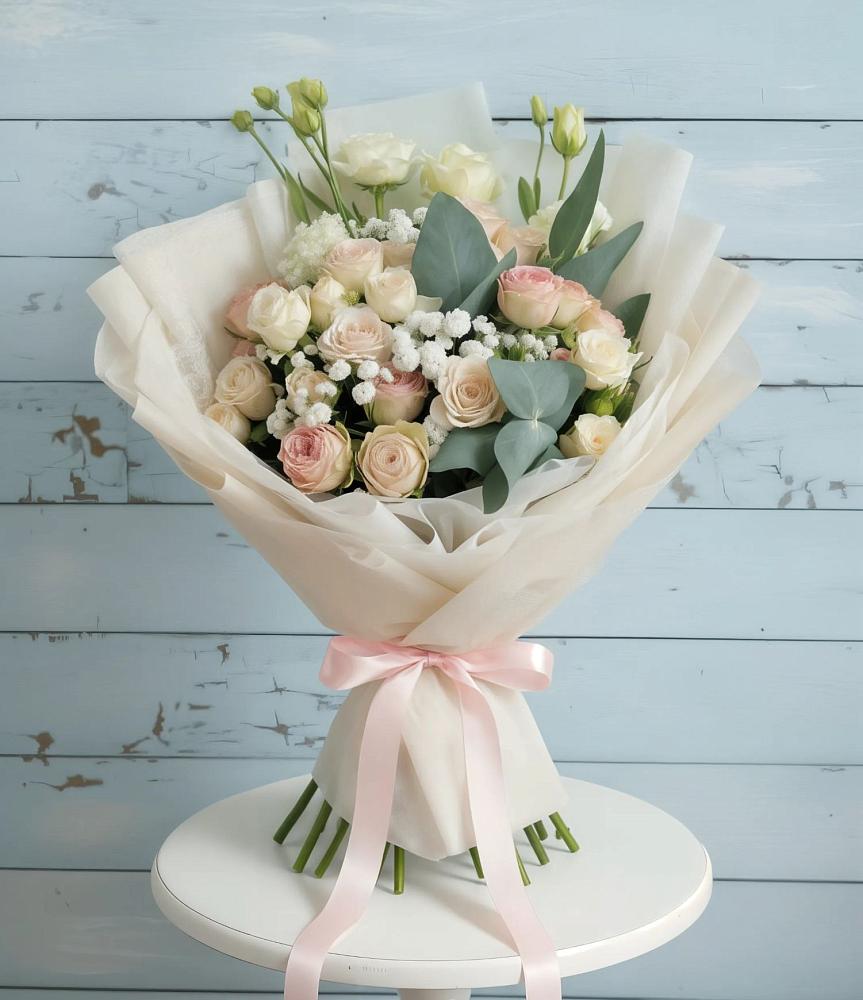 Букет цветов из: Розы и Лизиантусы в Заветном