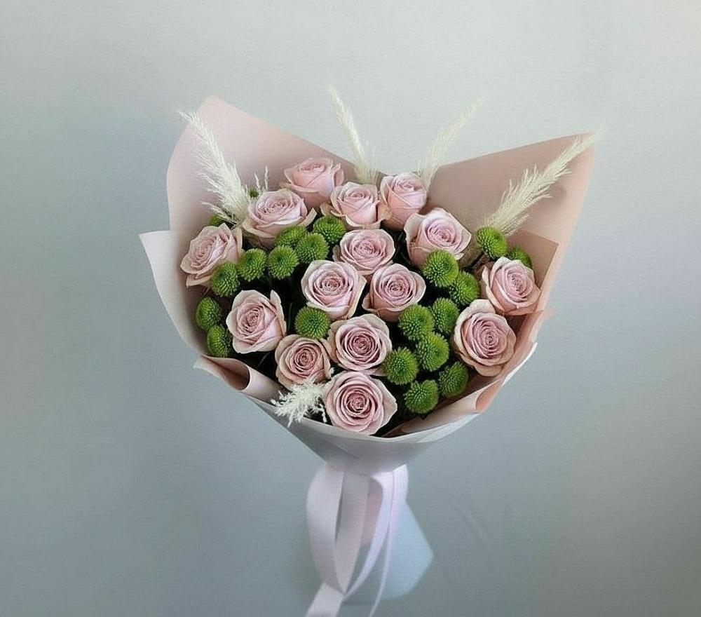 Букет цветов из: Розы и Хризантемы в Заветном