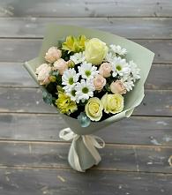 Букет цветов из:  Альстромерии, Розы и Хризантемы в Заветном